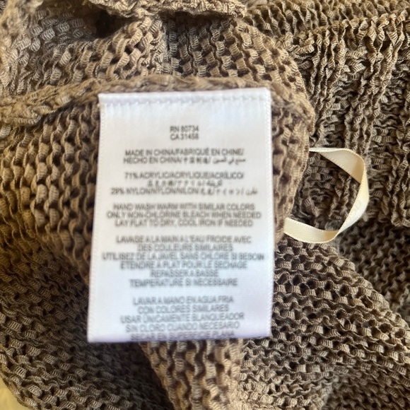 BCBGeneration Sweater Open Weave 3/4 Rolled Sleeve in Light Brown Size XS - Picture 5 of 6